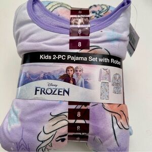 Disney Frozen Robe & 2 Pc Pajamas Girls' Size 8 Lilac & Blue Multi MSRP $60 NWT!